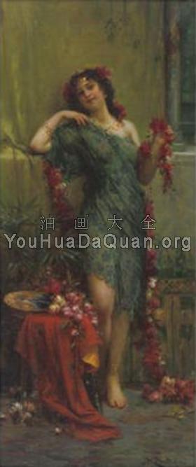 Girls with garlands of flowers - 汉斯·萨茨卡